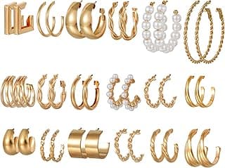 Shining Diva Fashion 18 Pairs Combo Earring Set Latest Stylish Western Earrings for Women and Girls (15844er)