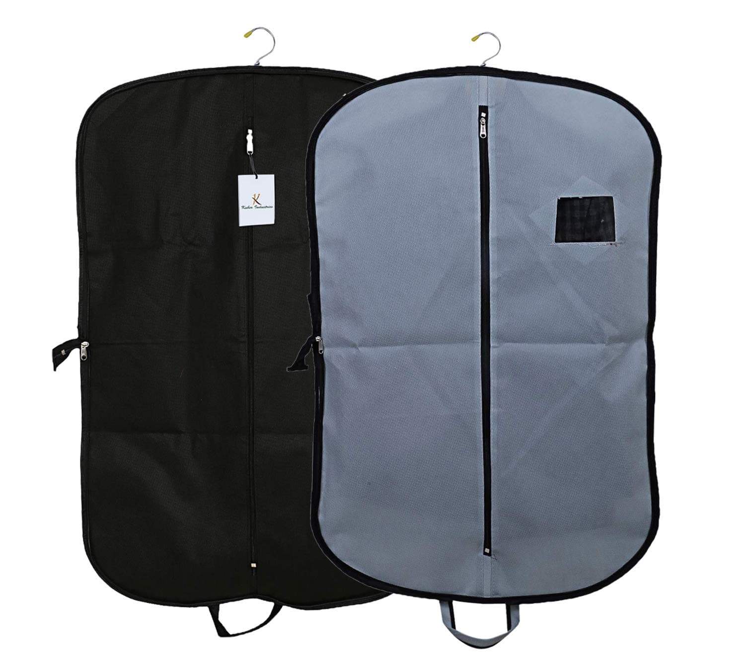 Kuber Industries 94 x 61 x 1 Cm ‎Non-Woven Coat Cover|Foldable Blazer Cover|Suit Cover with Zipper Closure|Cloth Organizer for Dust Proof Jacket|Pack of 2 (Grey & Black)