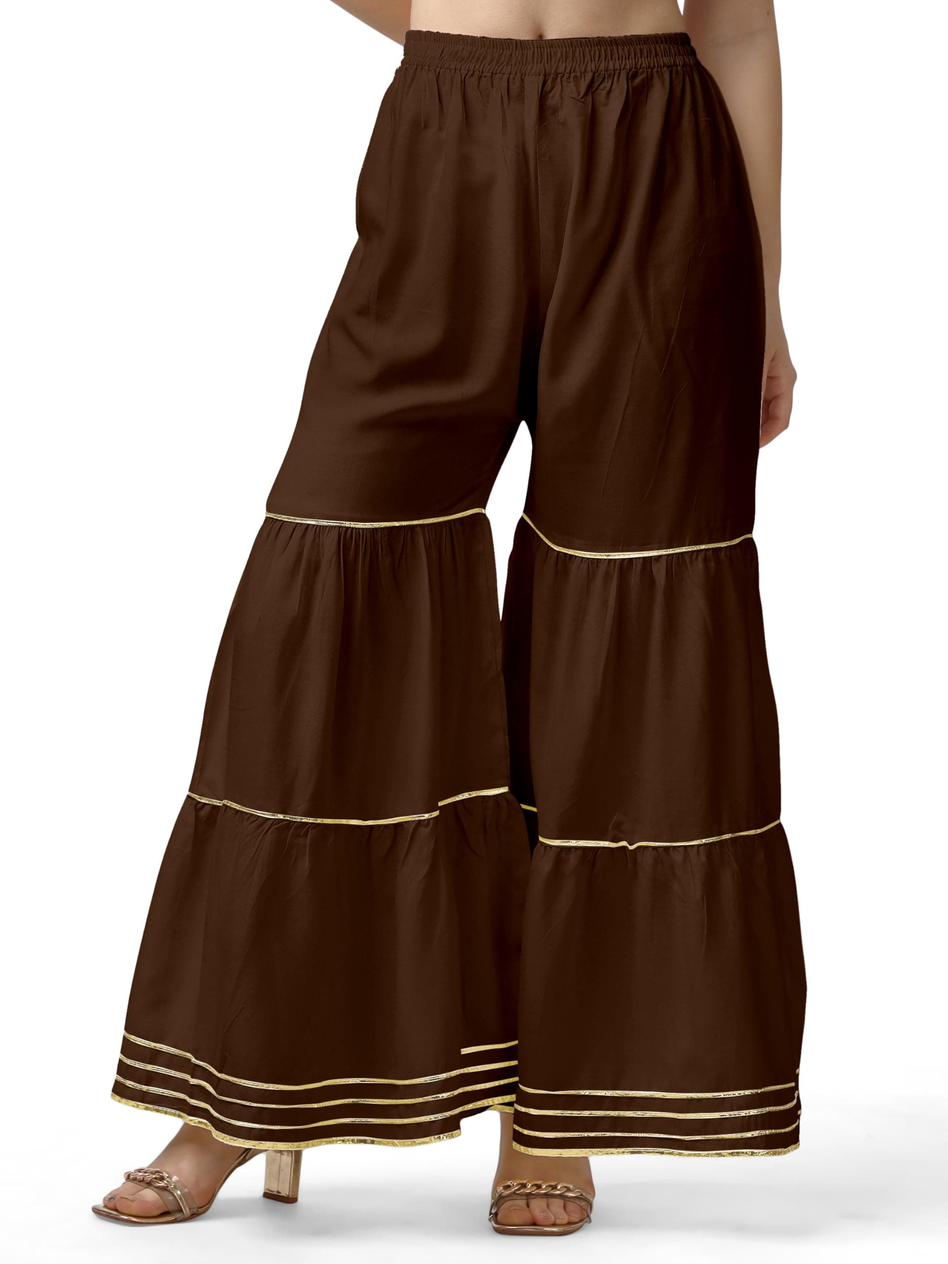Mehrang Super Soft Cotton Sharara with Lace Work in 10 Attractive Colors for Women's and Girl's (Free Size 26 inch to 36 Inch Waist)