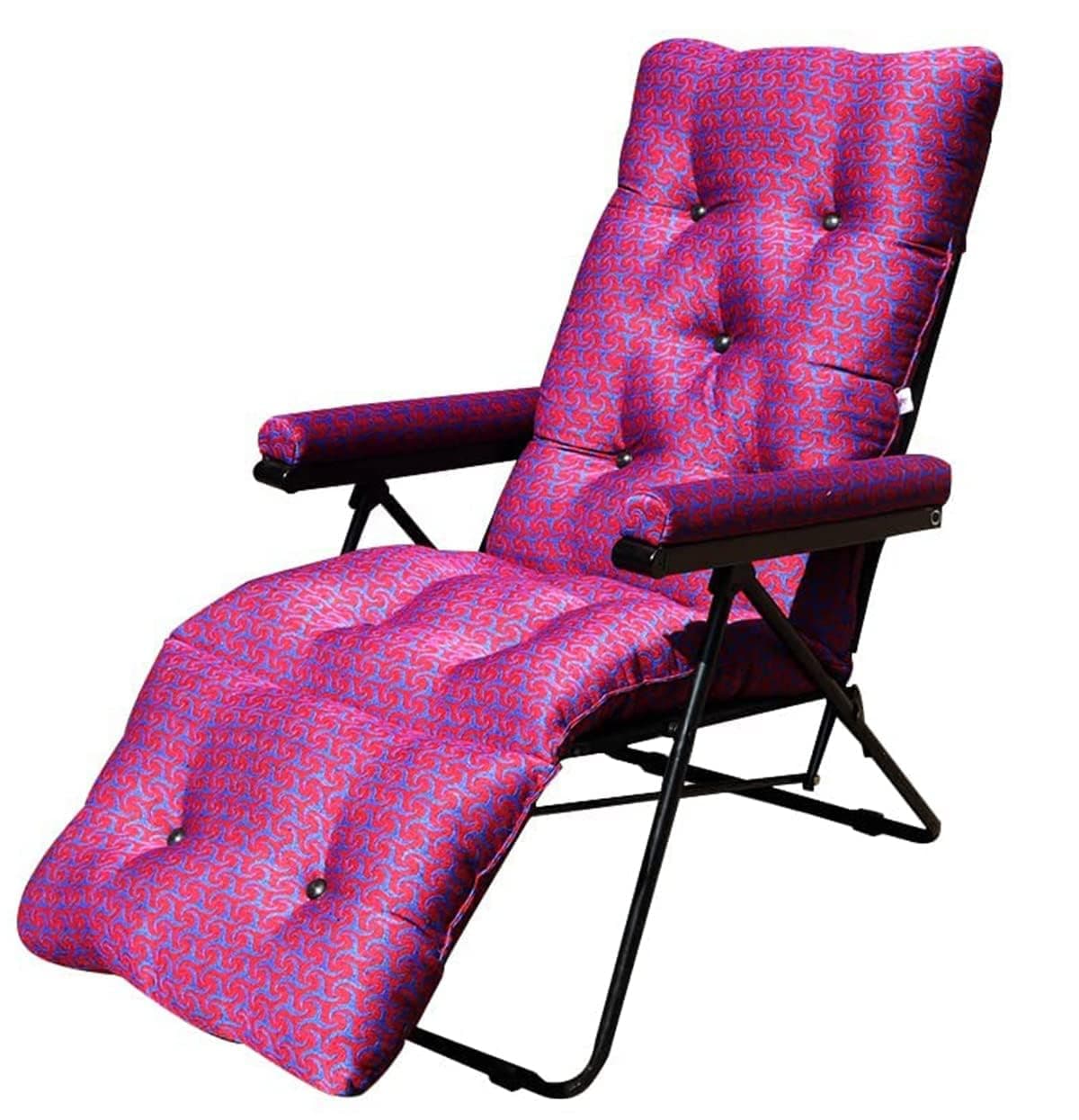 Spacecrafts® Recliner Folding Easy Chair | 5 Adjustable Positions | Cushioning | Portable & Space Saving Easy Chair for Home Relax Old Age | Maroon Checked