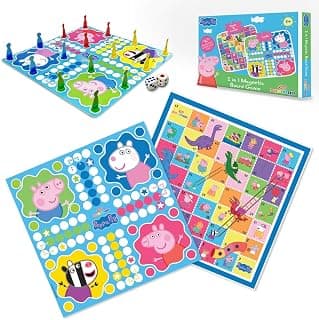 Wembley Peppa Pig Magnetic Ludo Board Game for Kids 2 in 1 Snake and Ladder Children's Games Family Fun Indoor Games Ideal for Birthday Gift