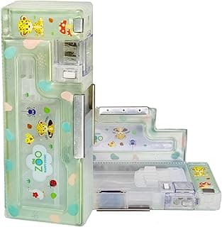 FunBlast Magnetic Pencil Box with Sharpener – Cartoon Animal Zoo Themed Luxury Pencil Case for Kids – Stationary Organizer Pencil Box for Girls, Boys, Return Gift for Kid (Animal Zoo)