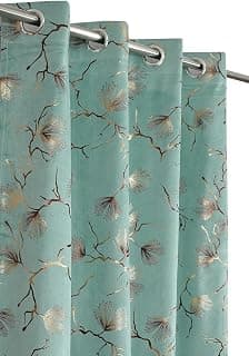 Velvet Curtains 7 Feet Long | 48×84 Inch | 1 Panel Only | Velvet Blackout Parda for Door & Balcony | Light Aqua Colour