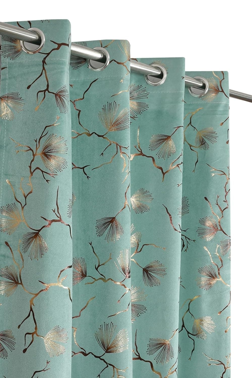 RSTC Window Curtains 5 Feet | 48×60 Inch | 1 Panel Only | Velvet Blackout Parda for Kitchen & Small Windows | Light Aqua Colour