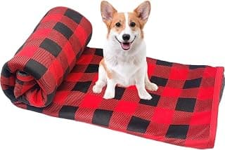 Ultra Warm Soft Polyester Red-Black Blanket Check Design Winter Blankets for Puppies, Dogs & Cats (Size - M, Dimension - L*W 48 * 34 Cm)
