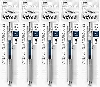 Pentel XBLN75TL-CA EnerGel Ink Ballpoint Pen, 0.5, Blue Black, 5 Pieces