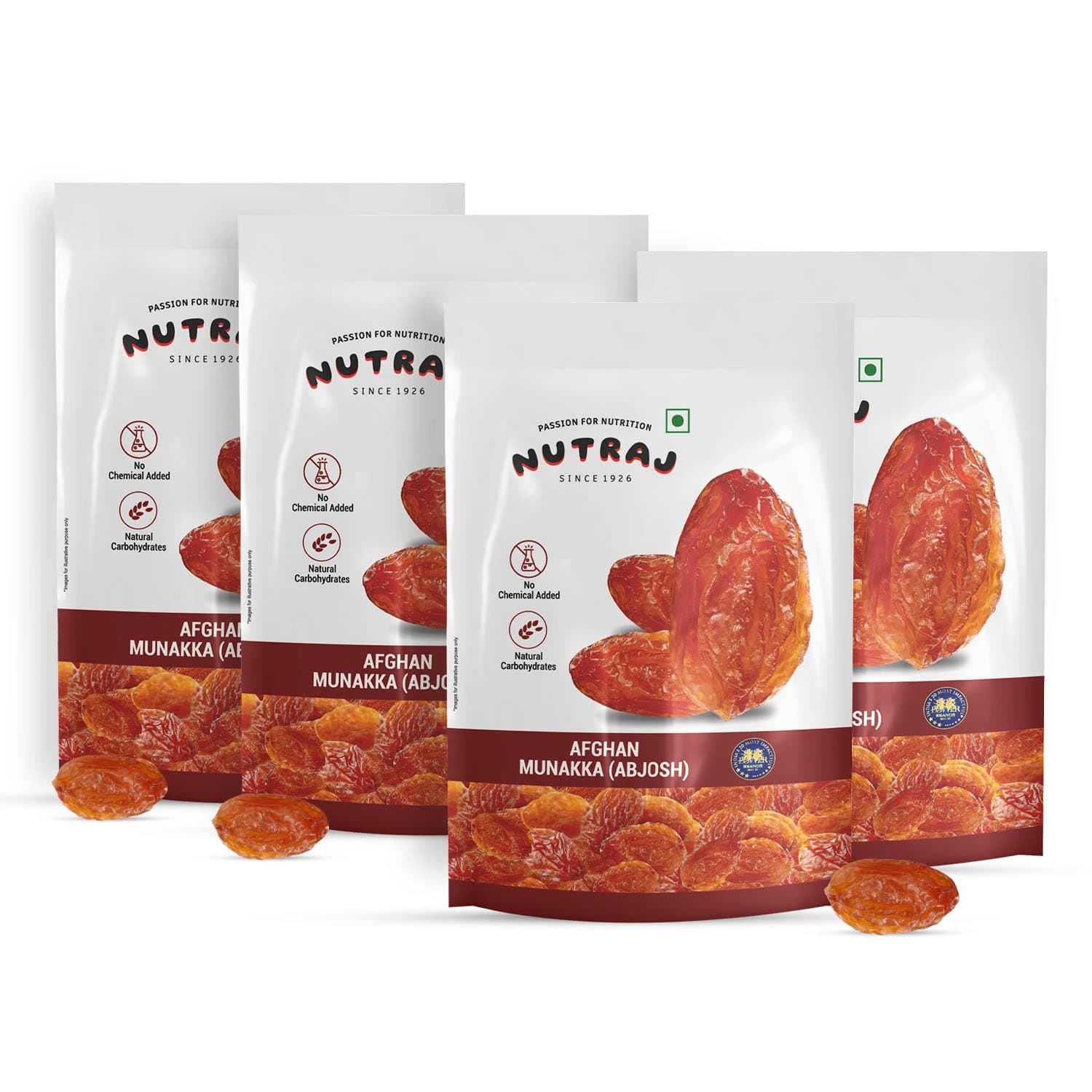 Nutraj Afghan Munakka 800 Gram (200g x4) Pouch | Abjosh Raisin | Dry Fruits and Nuts | Grocery Items
