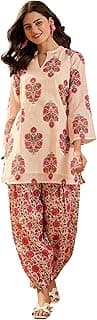 EthnicJunction Women's Linen Floral Print Summer Wear Straight Short Kurti With farshi Salwar Set | Kurta Pant Set | Office wear Kurta Set | Vacation wear Kurta set