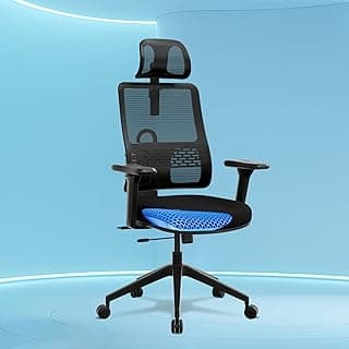 The Sleep Company Flex Ergonomic Chair for Long Sitting Hours | Patented iAdapt Lumbar Support | SmartGRID Technology | Adjustable armrests and headrest | Office and Home | Free Installation | Black