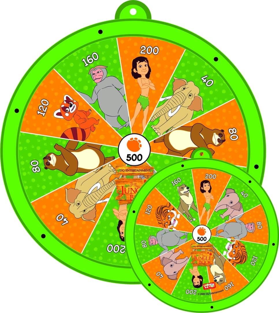‎Zitto Jungle Books 2 in 1 Round Dart Board & Game Board for Kids (Small)