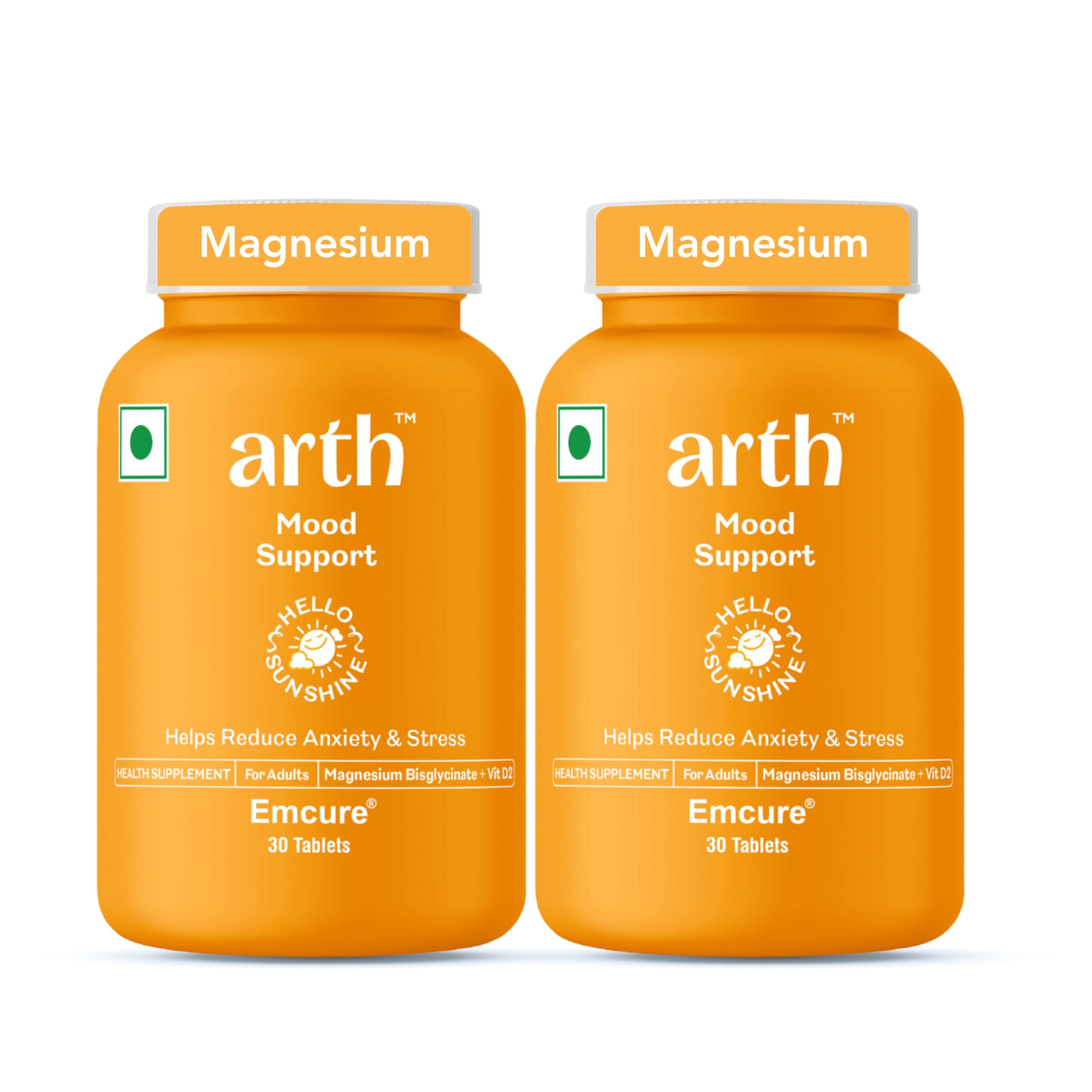 Arth Buy1Get1 1000mg Magnesium Bisglycinate complex |With Vitamin D2 & B6 | High Absorption for Muscle Recovery, Relaxation & Better Sleep | Stress & Anxiety Support | 60 Veg Tablets | For Men & Women