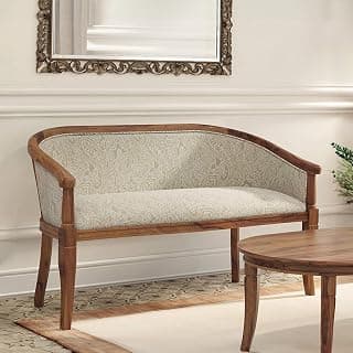 Urban Ladder Florence Loveseat 2 Seater in Teak Finish with Monochrome Paisley Colour