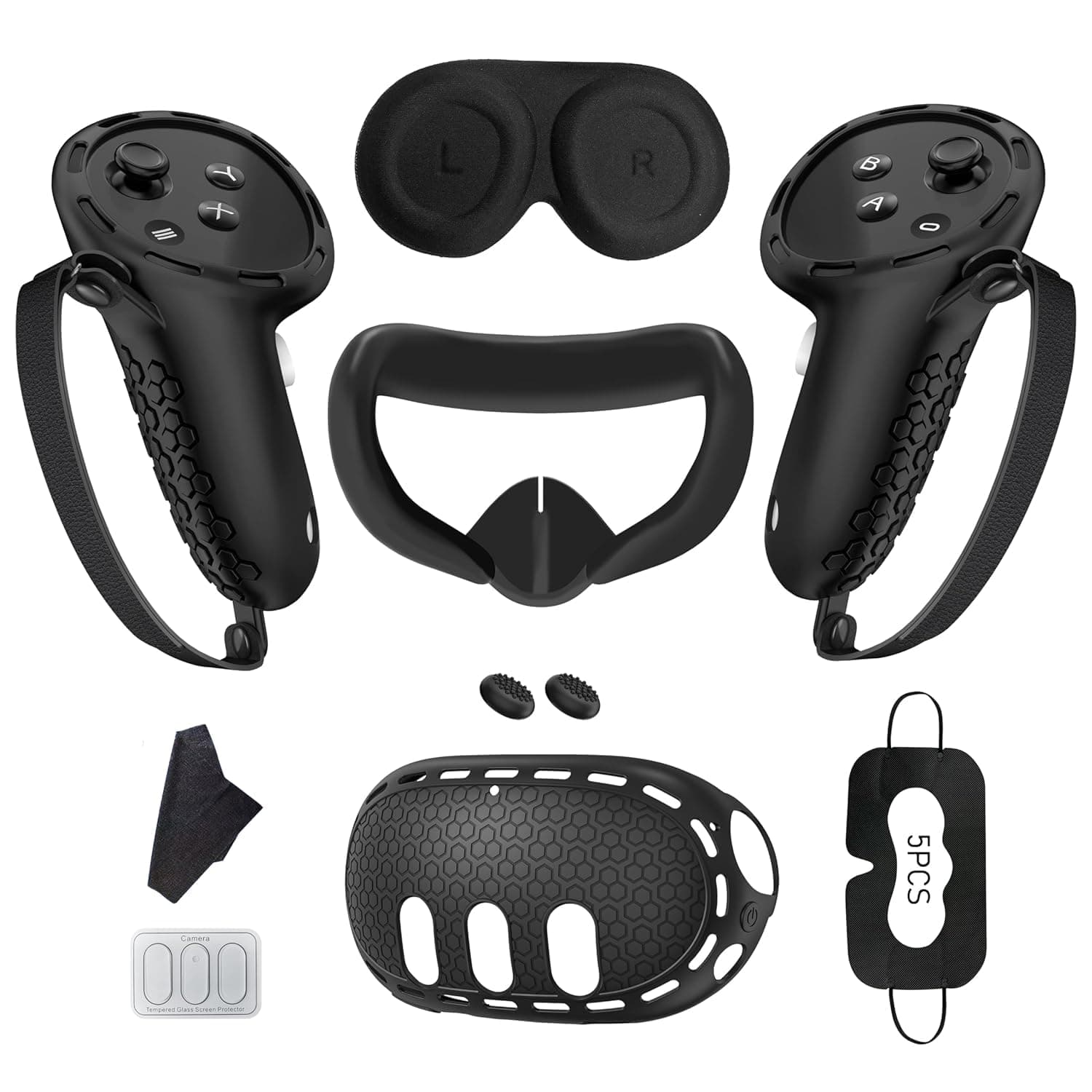 New World 8-in-1 VR Accessories for Meta Quest 3, Silicone Protective Case Set Compatible with Meta/Oculus Quest 3, Controller Sleeve, Quest 3 VR Shell, Face Cover, Lens Cover,Grips