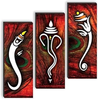SAF paintings set of 3 Lord Ganesha UV textured self adeshive wall painting for home decoration SANF-SJ1013