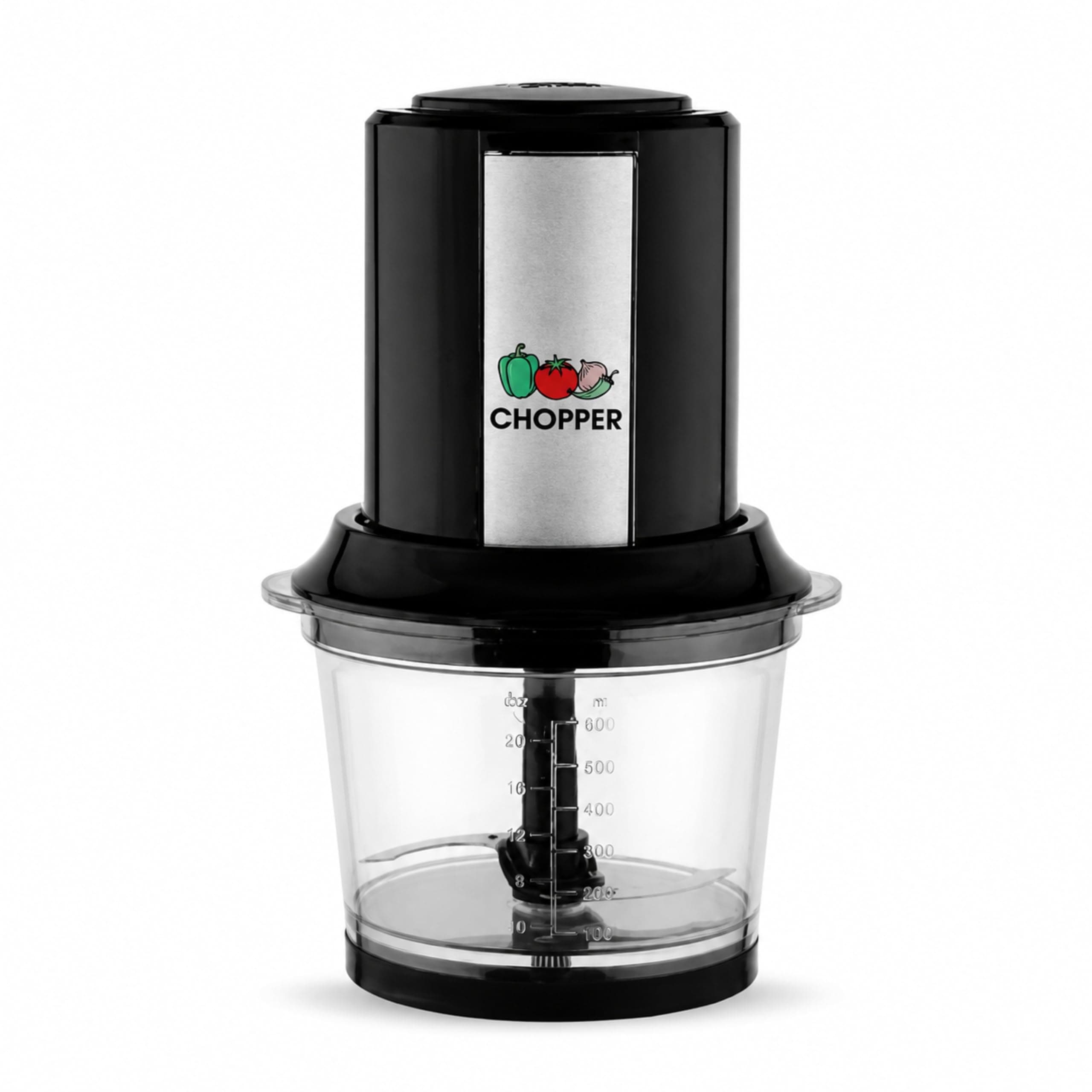 Bwood Appliances Chef Delite 300 Watts Electric Chopper for Kitchen | 500ml Chop-N-Store Bowl with Lid | Twin Stainless Steel Blades | Vegetable Cutter, Mincer, Dicer, Whisk & Blender | Black