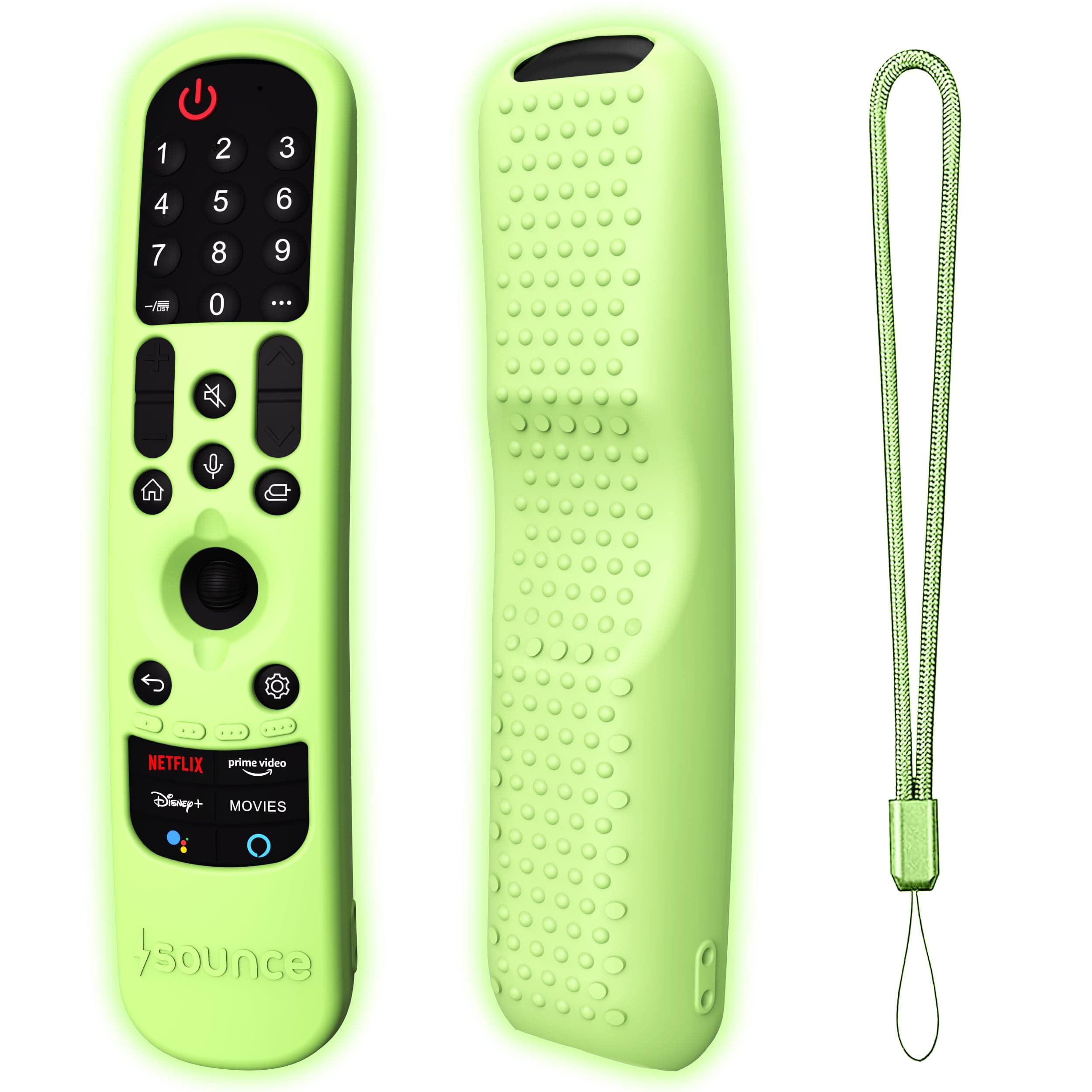 Sounce Silicone Remote Cover Compatible with LG TV AN-MR21GA (2021),MR22GA (2022, MR23GA (2023) Case with Loop (Luminous Green) [Remote NOT Included]