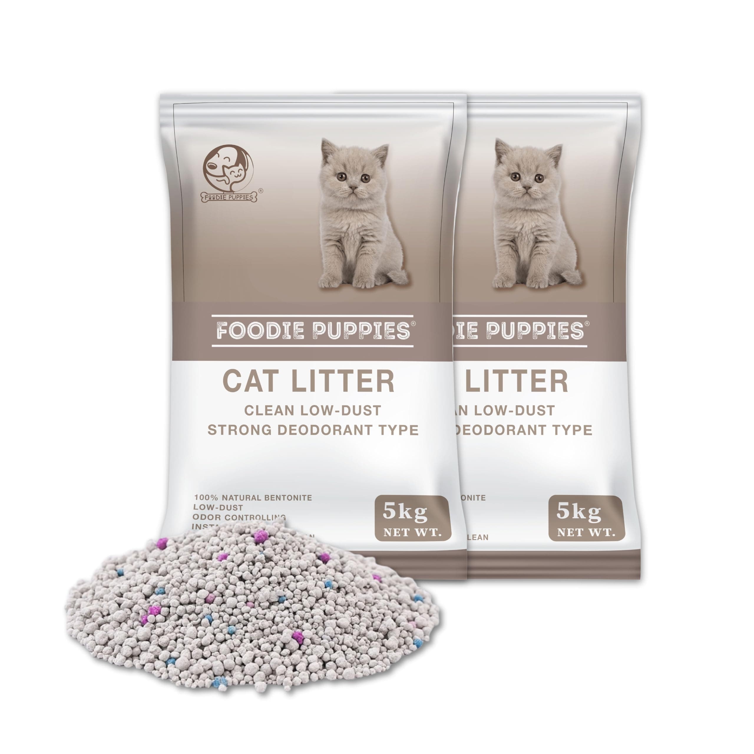 Foodie Puppies Natural Bentonite Cat Litter Sand - 10kg with Lavender Fragrance for Cats and Kittens | Clean Low-dust Strong Deodorant Litter Tray Refill with Odor Controlling and Instant Clumping