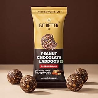 Peanut & Chocolate Sugar-Free Laddoos | Energy-Bar Replacement | 95% Dry-Fruits | High Protein & Instant Energy - Healthy Chocolate, No Added Sugar (Pack of 4-40gm)