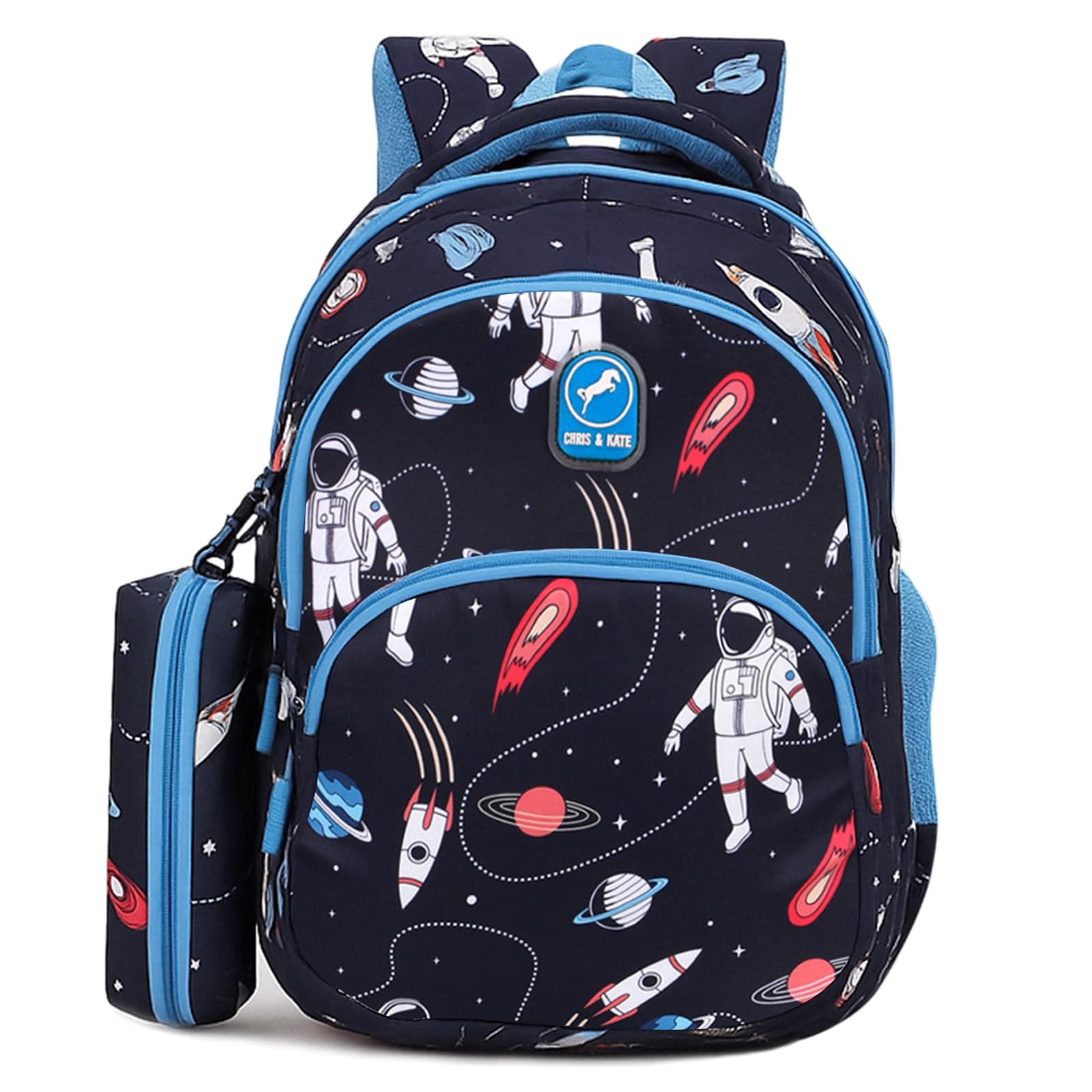Chris & Kate Premium 32 L Multi-Print School Bag for Boys Girls and Kids Spacious Interiors Casual Backpack Perfect for School, College, Everyday Use Includes Free Stationery Pouch and Rain Dust Cover