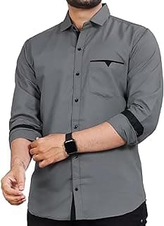 CB-COLEBROOK Men's Regular Fit Solid Soft Touch Cotton Casual Shirt with Pocket Design with Spread Collar & Full Sleeves (Available in Plus Size)