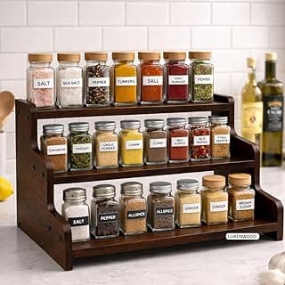 3 Tier Wooden Kitchen Organizer Rack for Countertop | Wooden Spice Rack Stand for Kitchen Counter | Kitchen Shelf Organizer & Cabinet Shelf Riser | Decorative Masala Rack Storage Stand | Dark Brown