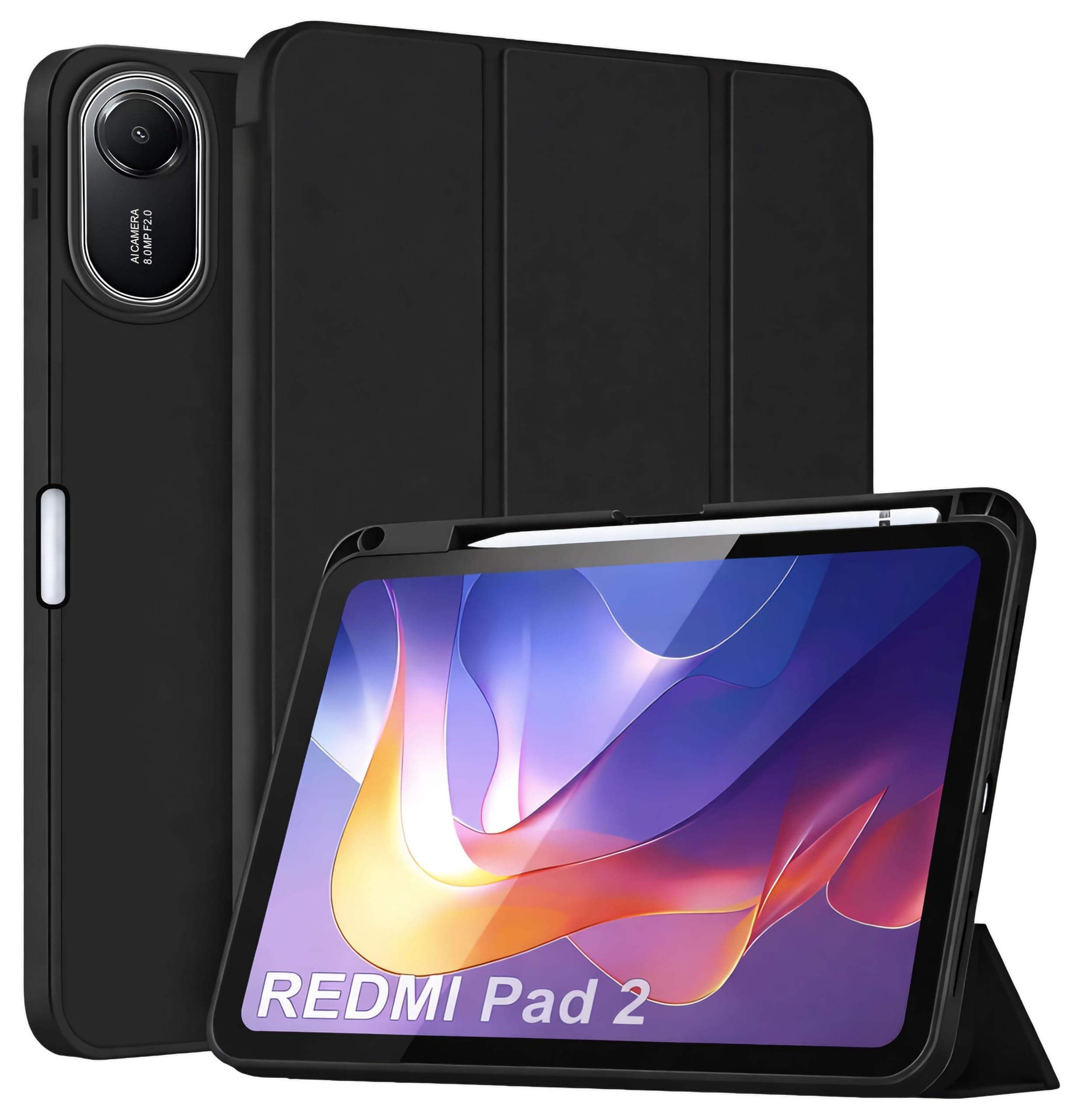 ProElite Cover for Xiaomi Redmi Pad 2 11 inch Case, Soft Flexible Flip Case Cover for Xiaomi Redmi Pad 2 11 inch with Pen Holder, Support Auto Sleep Wake, [Recoil Series] - Black