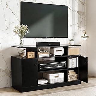 ABOUT SPACE TV Unit - Engineered Wooden TV Stand with Adjustable Shelf Storage Cabinet with Door for Console, Home Theatre, Books for Living Room - DIY Entertainment Unit for 32-50 Inch - Black