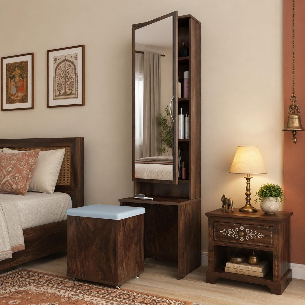 Studio Kook Berry Engineered Wood Dressing Table | Dresser (Matte Finish) (Junglewood)
