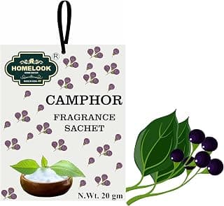 Fragrance Sachet Camphor Air Freshener | for Cloth Wardrobe, Home, Bathroom, Drawer, Room Toilets, Cars, Office Etc | Natural & Pure 20gm Fragrance Sachet Long Lasting Aroma