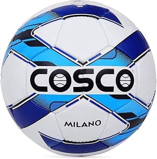 Cosco Milano Synthetic-Fiber Foot Ball, Size 5 (White/Blue/Black)
