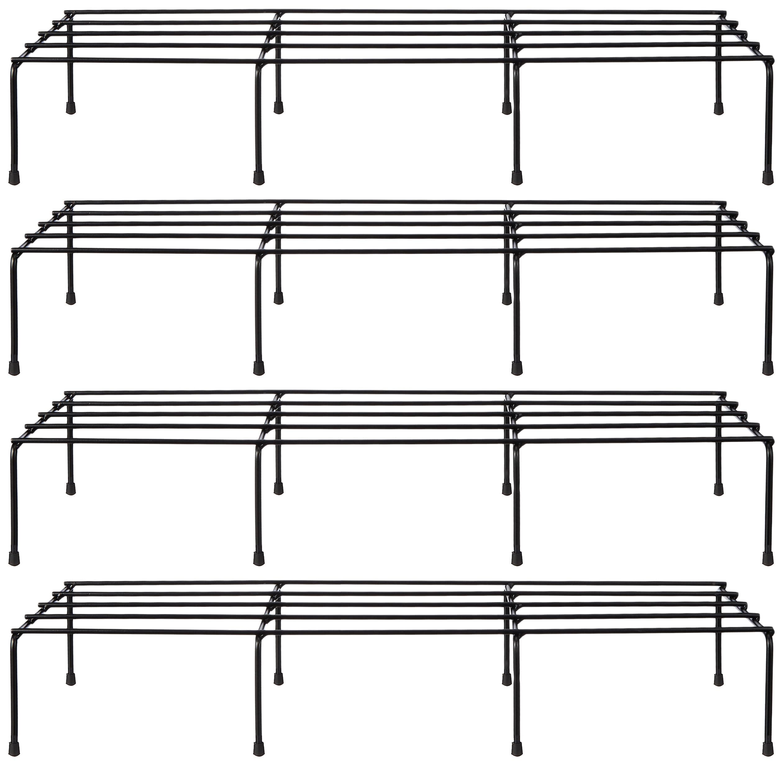 Amazon Brand - Solimo Anti-Rust Metal Plant Stand | Set of 4 | Rectangular | 120Kg Load Capacity | Galvanized Metal Planter/ Pot Stand with 7 Layer Coating | for Living Room/Outdoor/ Balcony | Black
