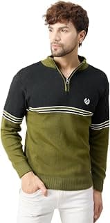 Kvetoo Men High Neck Zip Full Sleeve Woolen Winter Sweater