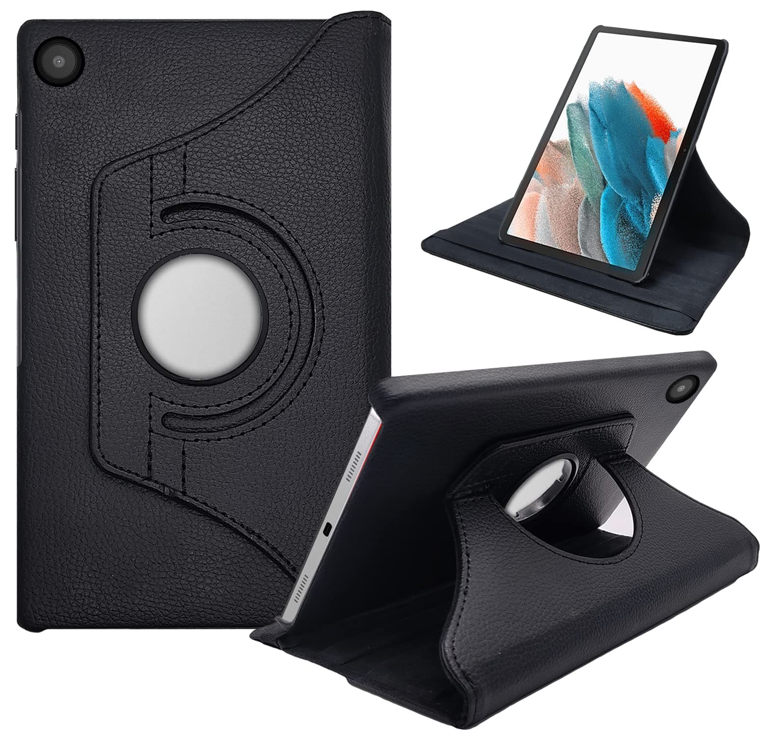 CEDO Samsung Tab A8 (10.5 inch) Flip Cover | Leather Finish | 360 Degree Rotate Back Cover | Shockproof Back Cover Case for Samsung Galaxy Tab A8 (10.5 inch) SM-X200 / SM-X205 (Black)