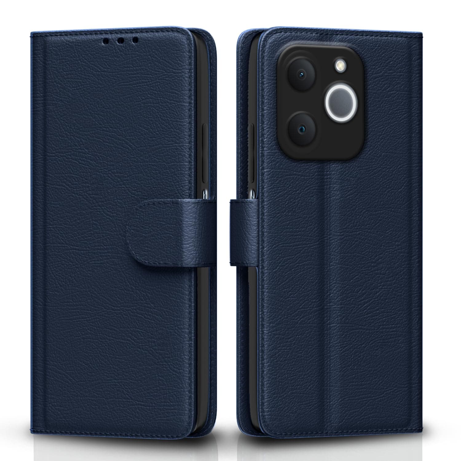 Amazon Basics Flip Cover for Realme Narzo 80 Lite 4G / Realme C71 5G Leather Finish | Wallet Stand and Shock Proof | Inside TPU with Card Pockets | Complete Protection Flip Case (Blue)