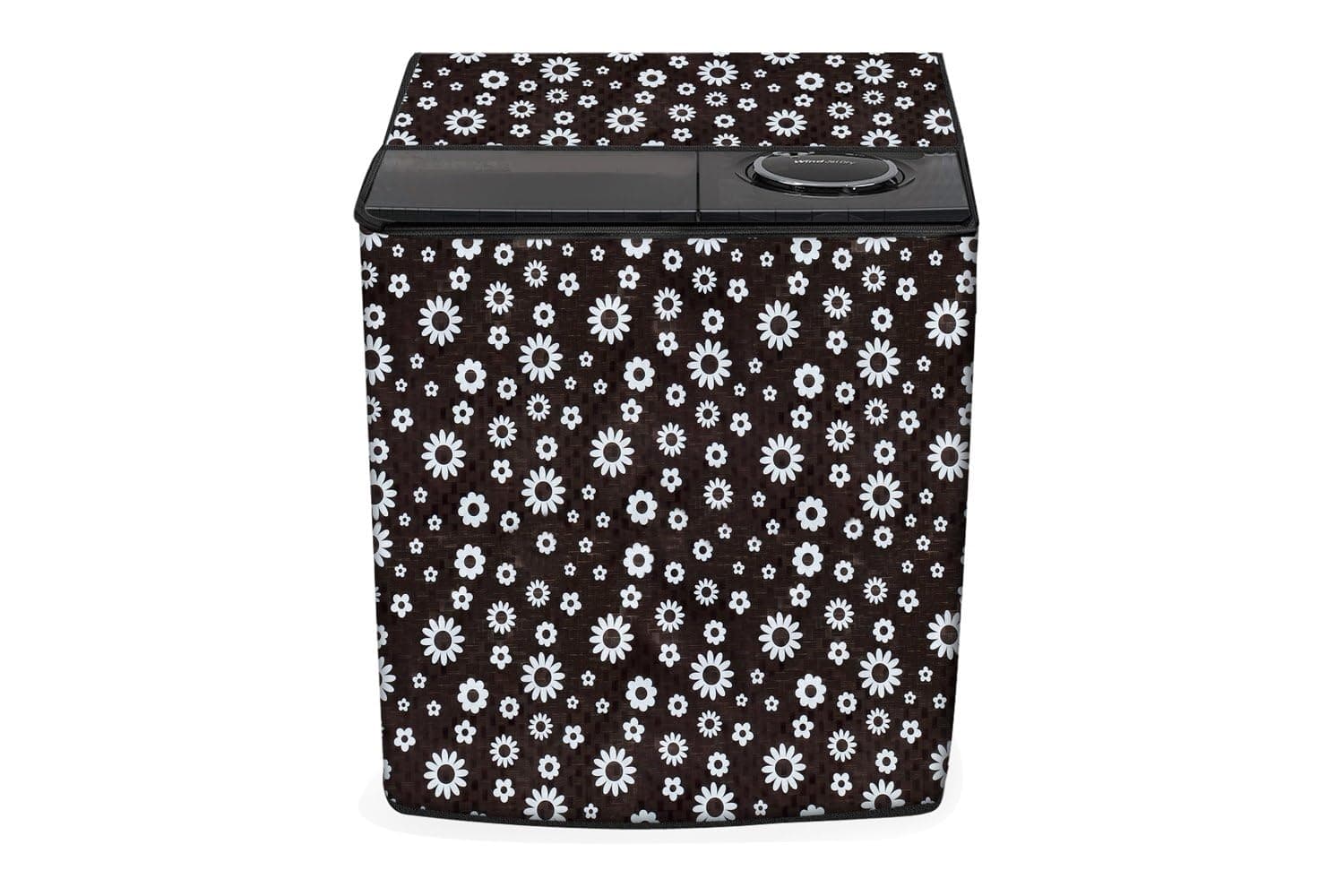 Stylista Washing Machine Cover Compatible for Voltas Beko 8.5 kg Semi-Automatic Top Loading Washing Machine WTT85DBRT/WTT85DGRT Floral Pattern White