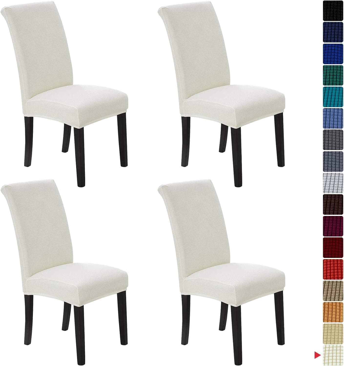 NeoGenius Premium Elegant Dining Room Chair Covers, Slipcovers Set of 4, Spandex Super Fit Stretch Removable Washable Chair Covers, Protector