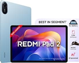Redmi Pad 2, WiFi Active Pen Support, 27.94Cm(11") Model, 2.5K Sharp & Clear Display, 4GB, 128GB, All Day & More 9000Mah Battery, AI-Enabled, Dolby Atmos, Hyperos 2, Sky Blue