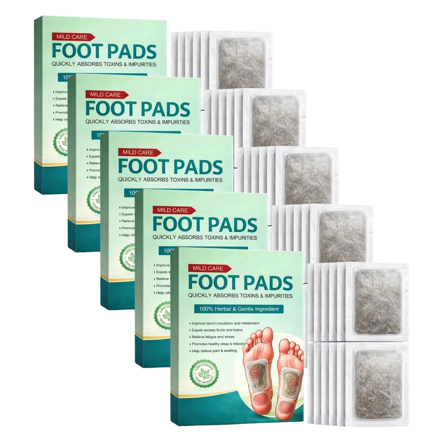 Detox Foot Patches Overnight, Herbal Bamboo Vinegar Foot Pads with Ginger, Foot Detox Pads for Sleep Aid, Relaxation & Stress Relief, Acupoint Foot Patches for Tired Feet, Natural Foot Care Pack