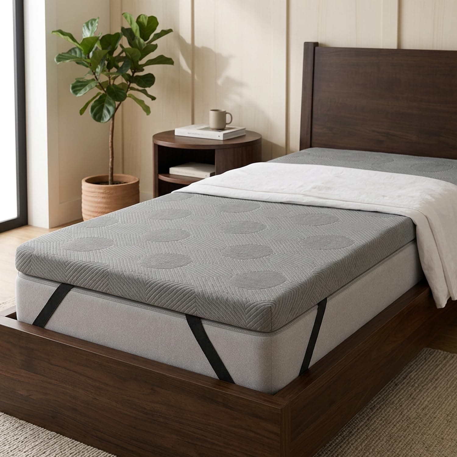 Amazon Basics Quick Response Foam Mattress Topper for Single Bed, 183L x 91B cm | Bed Topper with Removable, Washable and Breathable Premium Cover | Mattress Comfort Layer, Mattress Pad, Grey