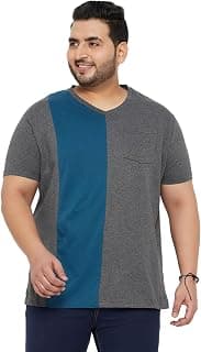 Bigbanana Plus Size Men's Regular Fit Colorblock V-Neck Tshirt