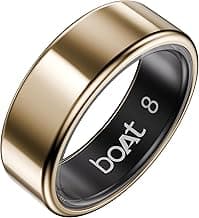 Boat SmartRing Active Plus, Auto HR, Sleep, SpO2, Stress & Skin Temperature Monitor, Stainless-Steel Build, 5 ATM, Weighs Only 5 gm, Portable Charging Case, smart Ring for Men (8, Rose Gold)