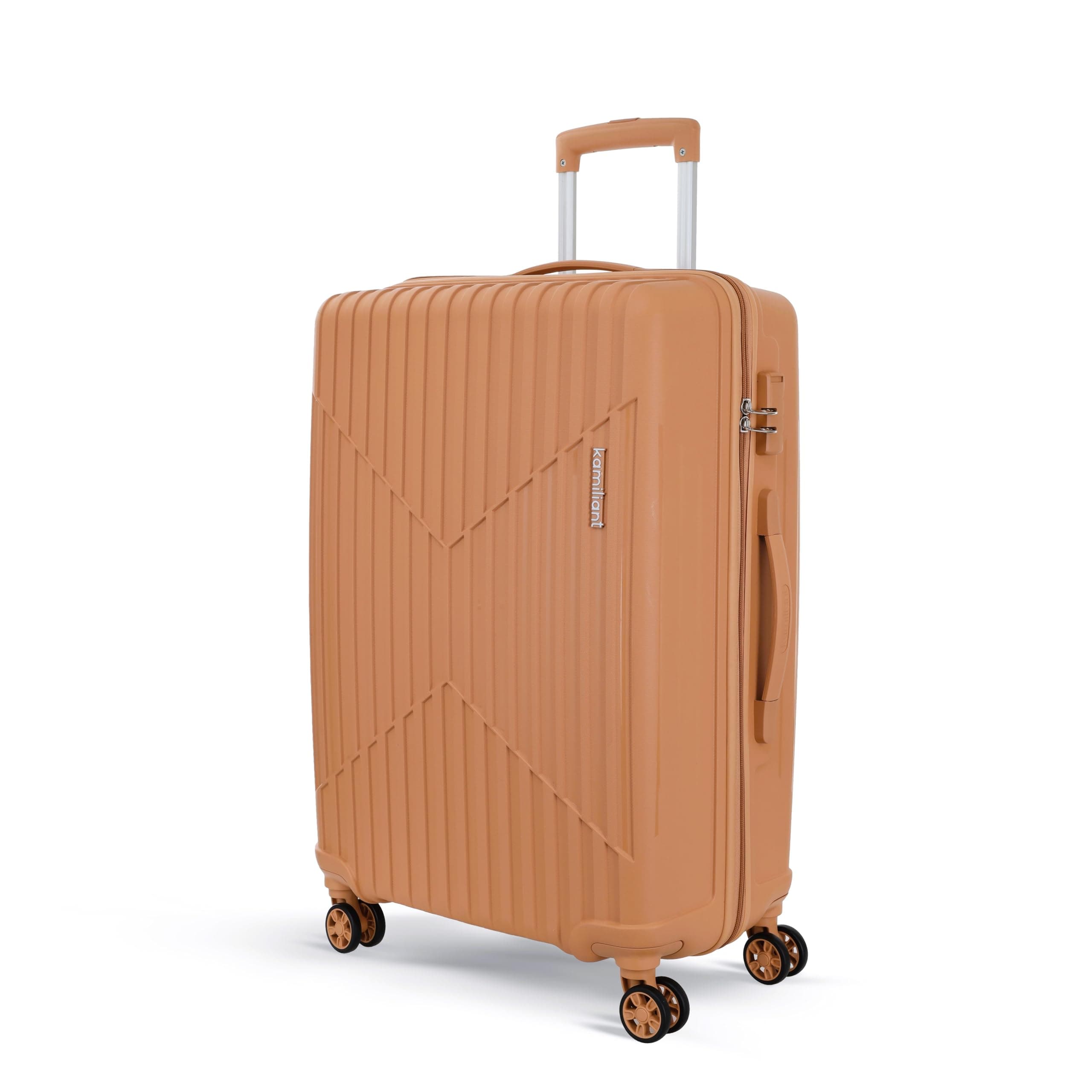 KAMILIANT by American Tourister Savvy|Trolley Bag Check-in Large Size (80 cms) for Travel| Hard Case Polypropylene (PP) Suitcase|360° 8-Wheel Spinner Luggage Trolley|Combination Lock|Orange Pastry