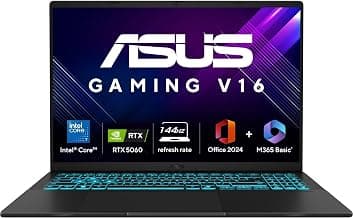 ASUS Gaming V16,Intel Core 7 240H (i7-14th Gen),RTX 5060-8GB,16GB RAM,512GB SSD,FHD+,16",144Hz,Backlit Keyboard,Windows 11,M365 Basic (1Y),Office 2024,Matte Black,1.95 Kg,V3607VM-RP057WS,Gaming Laptop