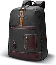 Gear Classic 6 18"/31L Antitheft Large Faux Leather Water Resistant Laptop backpack/Laptop backpack/Casual Backpack/Daypack/Travel Backpack/College Bag For Men/Women(Black-Brown)