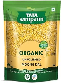 Tata Sampann Organic Unpolished Moong Dal, 500g