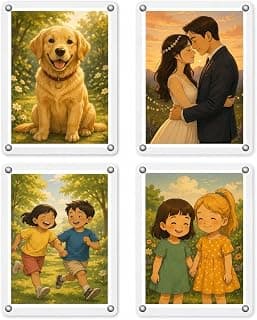 GIFTS – Pack of 4, Magnetic Acrylic Photo Frame, Double-Sided Display, 2.5x3.5 inch Clear Picture Frame, Personalize & Swap Photos, Vertical & Horizontal Use (Photos Not Included)