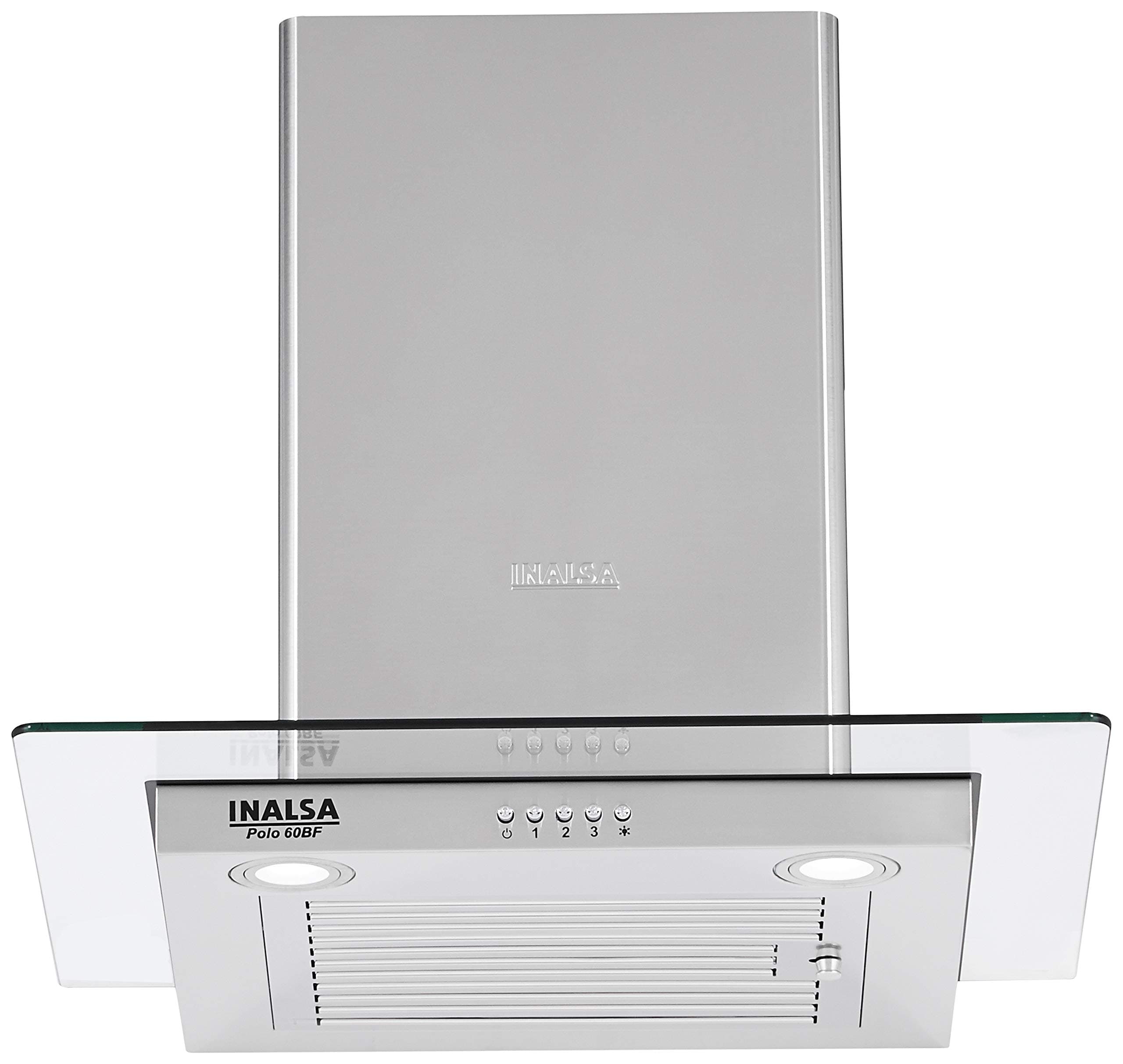 Inalsa 60cm, 1100 m³/hr Kitchen Chimney Polo 60BF With Stainless Steel Baffle Filter (Stainless Steel)