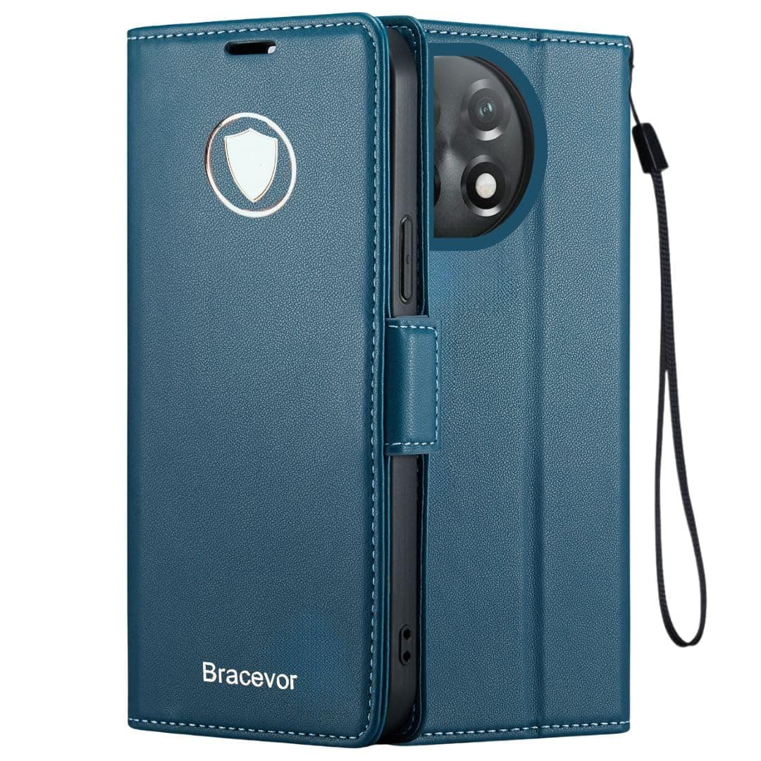 Bracevor Deluxe Leather Flip Cover case for Oneplus 11R 5G : Blue | Full Camera Cover | RFID Blocking Wallet Pockets | 360 Degree Protection