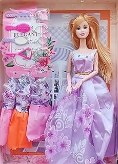 BKDT Marketing Beautiful Doll Toy for Girls Moveable Arms, Legs, Hands & Elbow with Dresses & Fashion Accessories- Doll Height -29cm- Festival Gifts