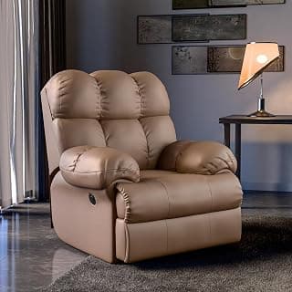 Green Soul Shangri-La| Rocking, Revolving and Recline|Single Seater Electric Recliner Sofa with Oversized Backrest, Premium Comfort and Soft Suede Fabric | Motorized Recliner |3 Years Warranty (Brown)